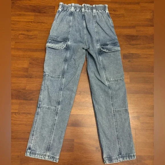 Pacsun Cargo Jeans Elastic Waist Tapered Leg Retro Utility Pants Size Small - Picture 11 of 11